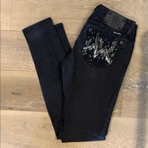 Miss Me Black Skinny Jeans w/ sequins size 28